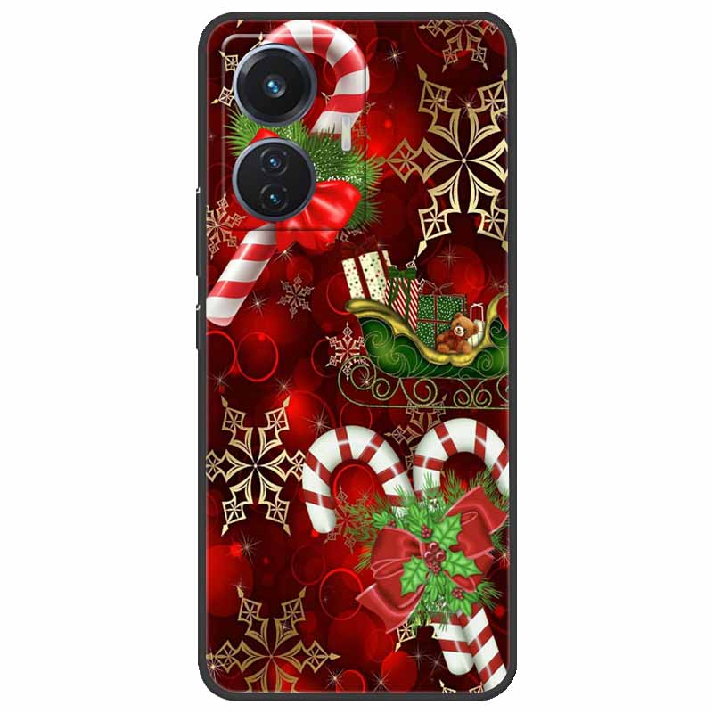 Christmas Case For Vivo T1 44W Soft Silicone Back Cover for Vivo T1 4G Snapdragon 680 Phone Case Cartoon V2153 VivoT1 4G Funda