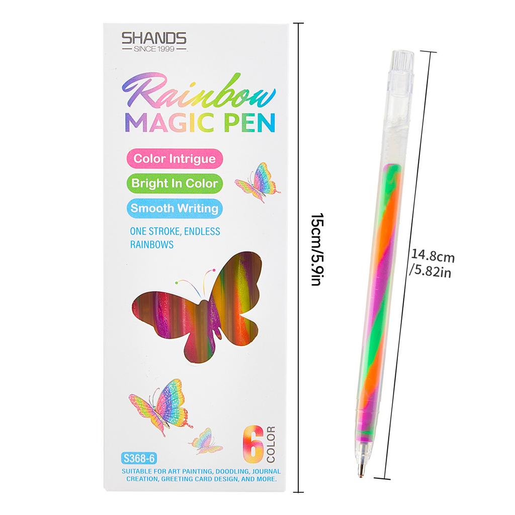 Gradient Rainbow Spiral Neutral Pen, One-Stroke Three-Color Greeting Card DIY Colored Pencil, Shimmer Outline Gel Pen