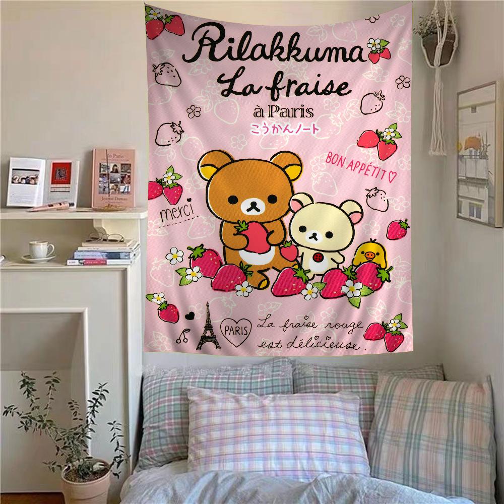 Cute Cartoon Rilakkuma Colored Parrot Printed Wall Tapestry  Multiuse Decor Blanket for Science Fiction Room Home Decor