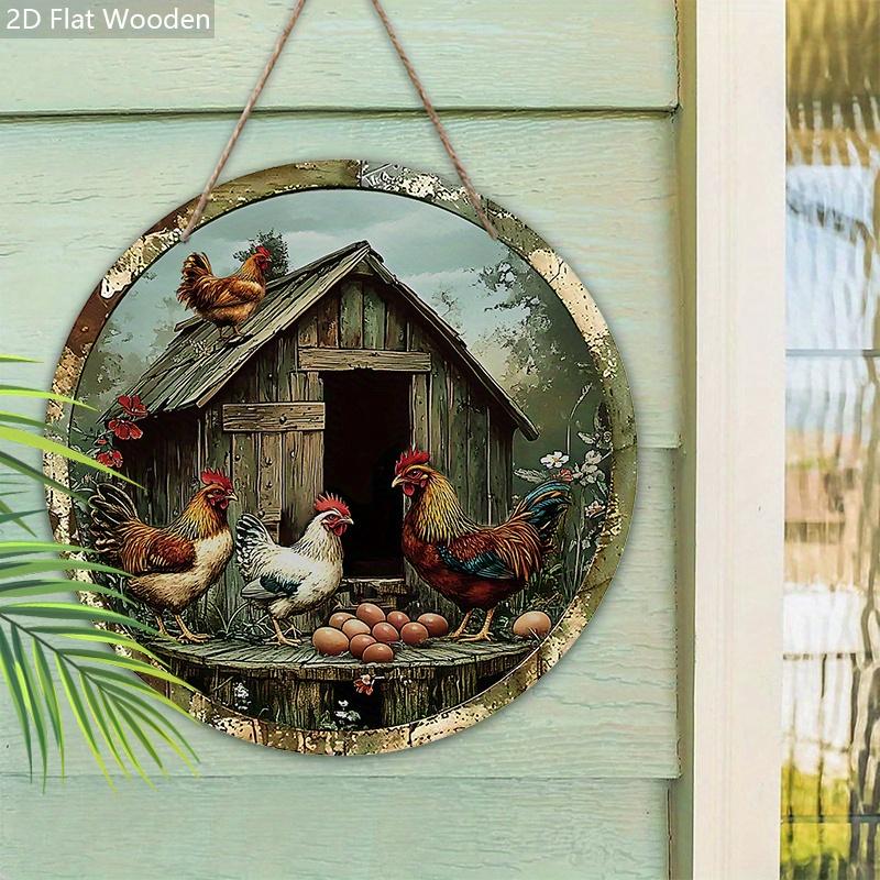 Vintage Henhouse Wooden Sign - Rustic Decorative Plaque for Home, Garage, Cafe Decor - Rustic Animal-themed Ornament KTY