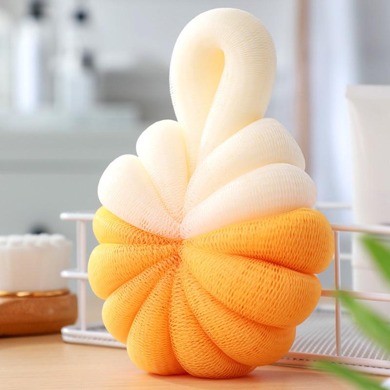 Large, Two-Tone, Minimalist Pumpkin-Shaped Bath Ball, Super Soft And Foaming Bath Ball That Won T Irritate Your Skin.