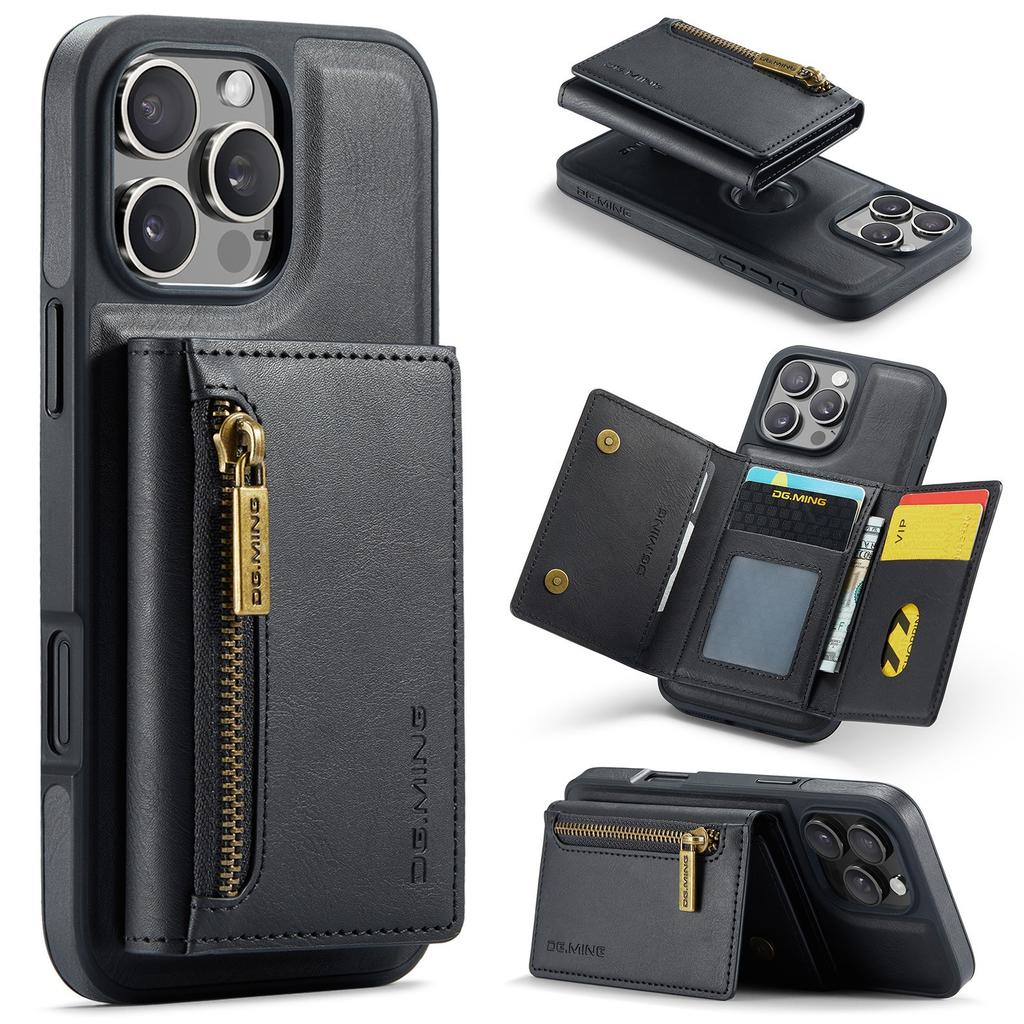 Hot 2 In 1 Luxury Leather Wallet Phone Case Cover for iPhone 16 Pro Max Shockproof with Credit Card Cover for Men Business Case
