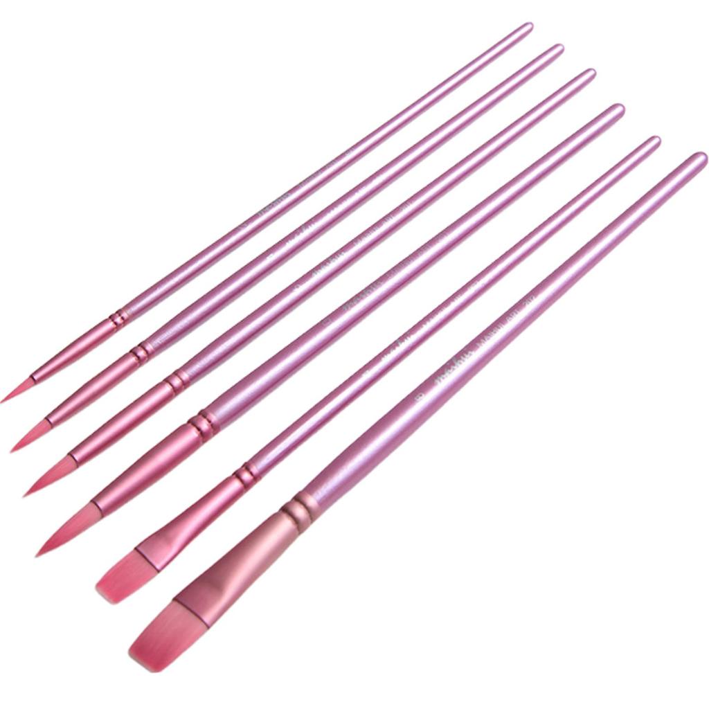 4/6Pcs Watercolor Paint Brushes Paint Brushes Set Nylon Hair Pointed Tip Paint Brushes Set Long Handle for Acrylic Gouache Oil