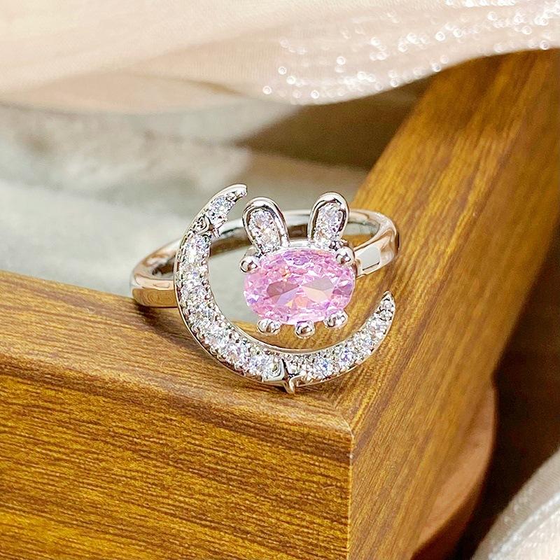 Überraschungsbox Süßer Rosa Zirkon Mädchen Herz Öffnungsring Schmetterling Stern Nische Stapelbares Tragen High-End Ring