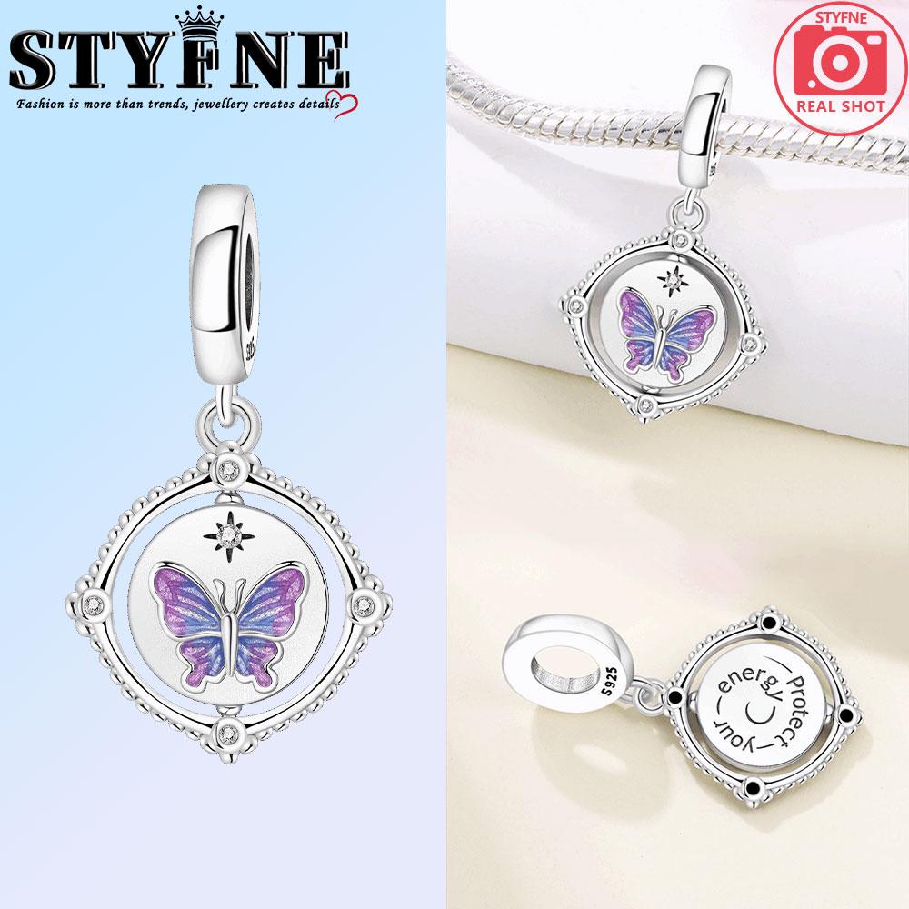 Copper Blue Butterfly Fluorescent Firefly Dragonfly Charms Beads Pendant For Original Bracelet Woman Girl Jewelry