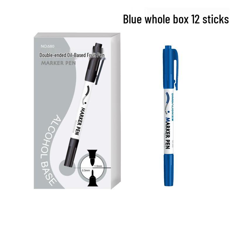 Lion 680 Double-Ended Waterproof Black Marker – Quick-Drying, Fade-Resistant, Oil-Based Pen for Electronics