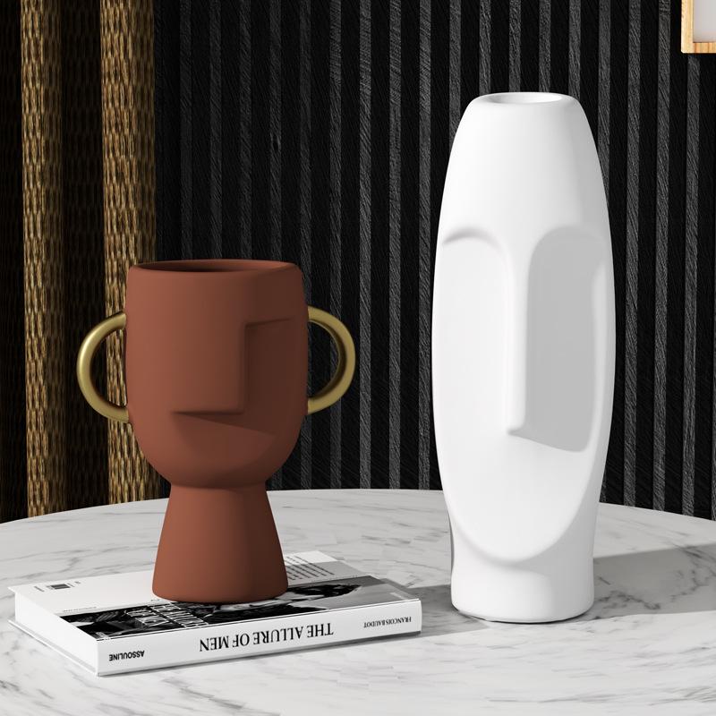 Ceramic People Face Statue Creative Wine Cabinet Decoration Ornament TV Cabinet Desktop Crafts Living Room Home Decoration