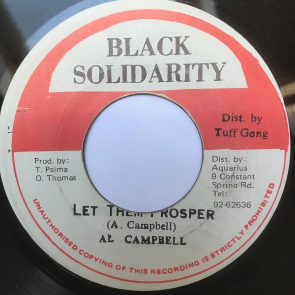 

7inch Record AL CAMPBELL Let Them Prosper NONE Black Solidarit 1984 Jamaica Reggae Ska Dub Used