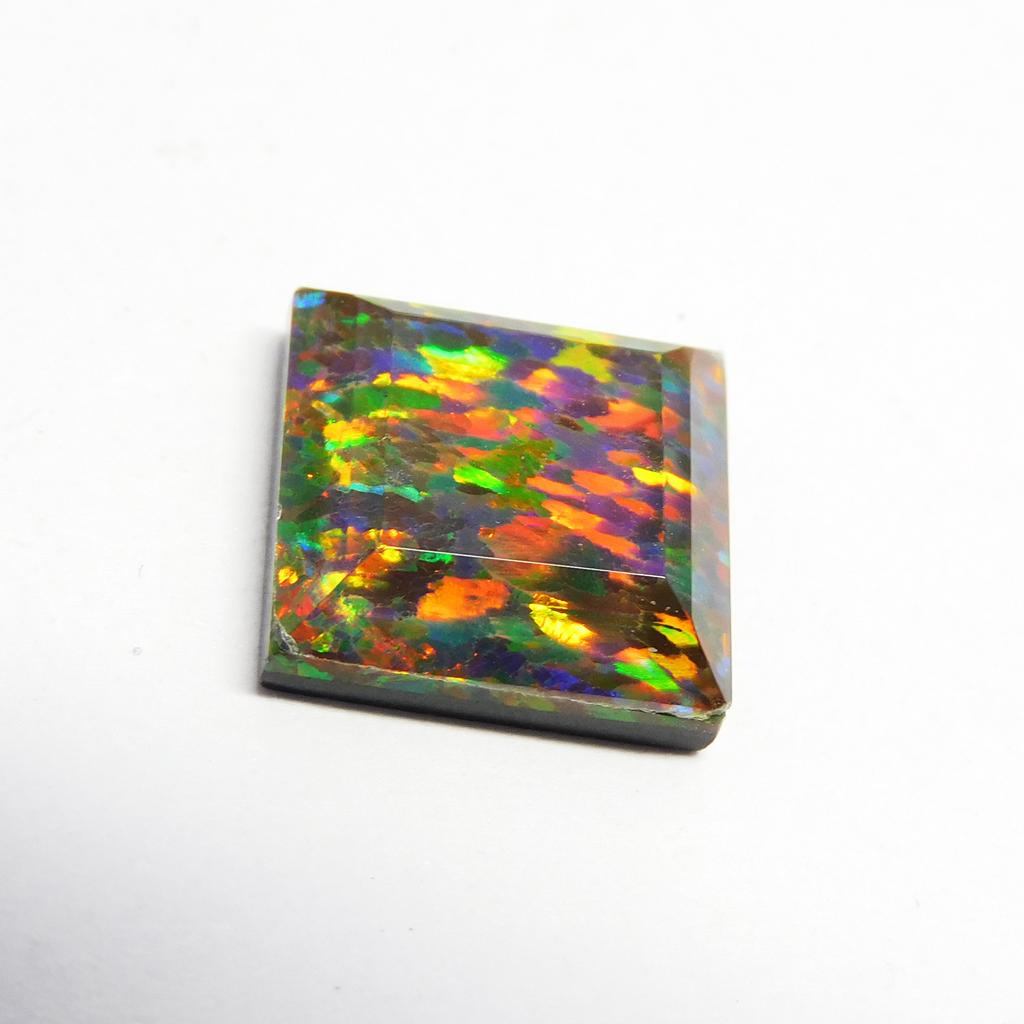 Lab-Created Opal Loose Gemstone 5.25 ct Doublet Square Cut Multi Color for Jewelry Making and Crafts