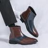 Men High Top Boots PU Splicing Low Heel Comfort Daily Classic Men Boots Sizes 38-46