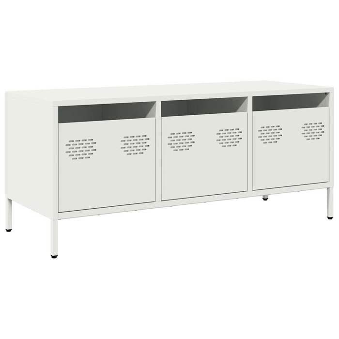 VidaXL Meuble TV blanc 101,5x39x43,5 cm acier laminé à froid, support TV, buffet TV, armoire hifi, banc TV, armoire en 851231
