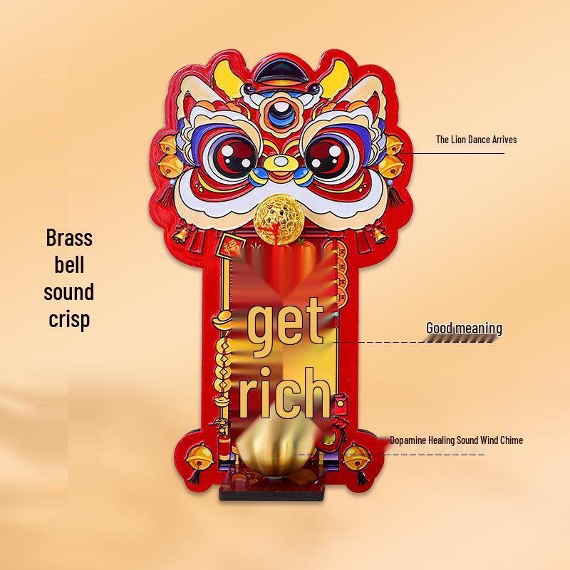 Chinese Lion Dopamine Magnetic Doorbell: Festive Décor for Wealth & Fortune, New Year, Holiday, and Housewarming