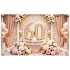 60. Meilenstein Kulisse Goldene Ballons Geburtstagsfeier Banner Happy 60 Birthday Banner Zartrosa Rosen Für Formelle Anlässe