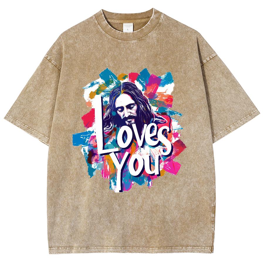 

Женская футболка Loves You с принтом в виде портрета и надписью «Loves You», свободная, среднего размера, с коротким рукавом 3XL