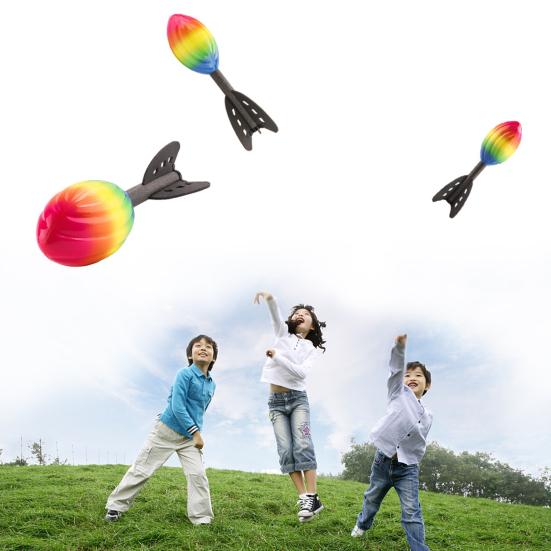Sport Rocket Toy Portable Rainbow Color High Elasticity Flying Rocket Throwing Football for Kids
