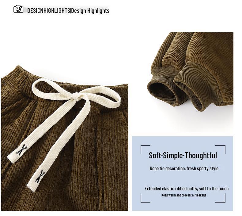 Dětské teplé ležérní kalhoty s fleecovou podšívkou - Podzim/Zima Korejský styl - Silné bavlněné tepláky evropského střihu pro chlapce a dívky