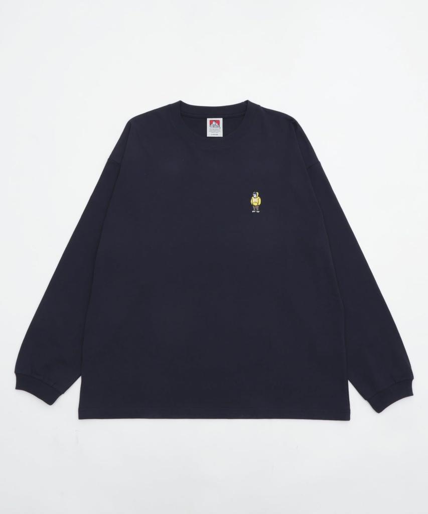 WEGO Long Sleeve with a BENDAVIS Perfect for Fall and and Size Navy Men's T-Shirt, Custom-Made One-Point Design, Winter, Streetwear, Gifts, M,