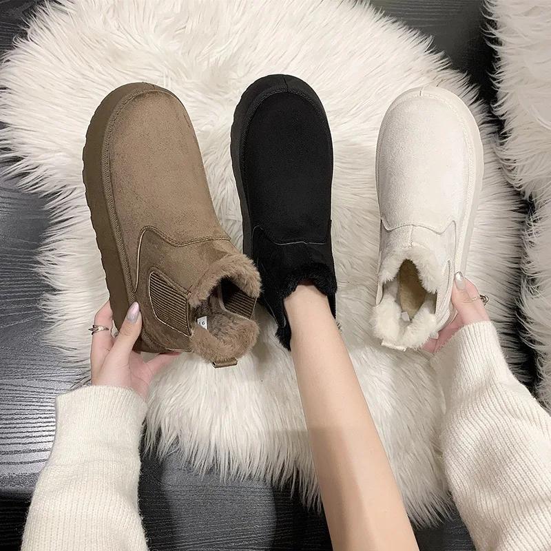 2025Women's Boots Rubber Thick Sole Non Slip Platform Ankle Boot Plush Warm Snow Boots for Women Winter Cotton Boots Botas Mujer