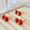 Retro Autumn And Winter Earrings, Simple Natural Chalcedony Agate Earrings, Ethnic Style, Chinese Red Earrings.