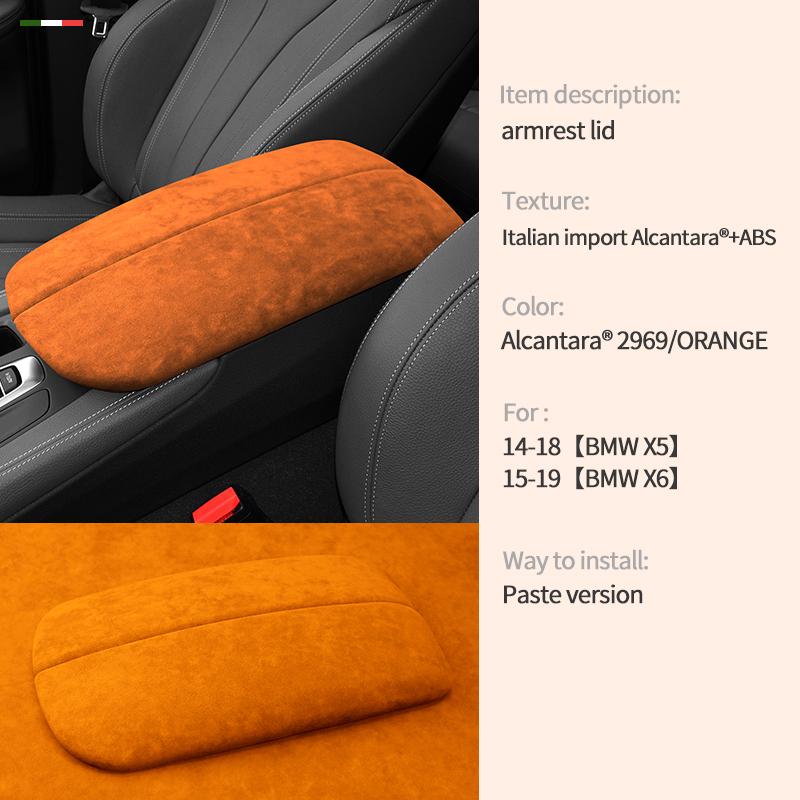 Suede Car Wrapping Alcantara Car Styling Stowing Tidying Armrest box Panel Cover Stickers Trim F For BMW X5 F15 X6 F16 2008-