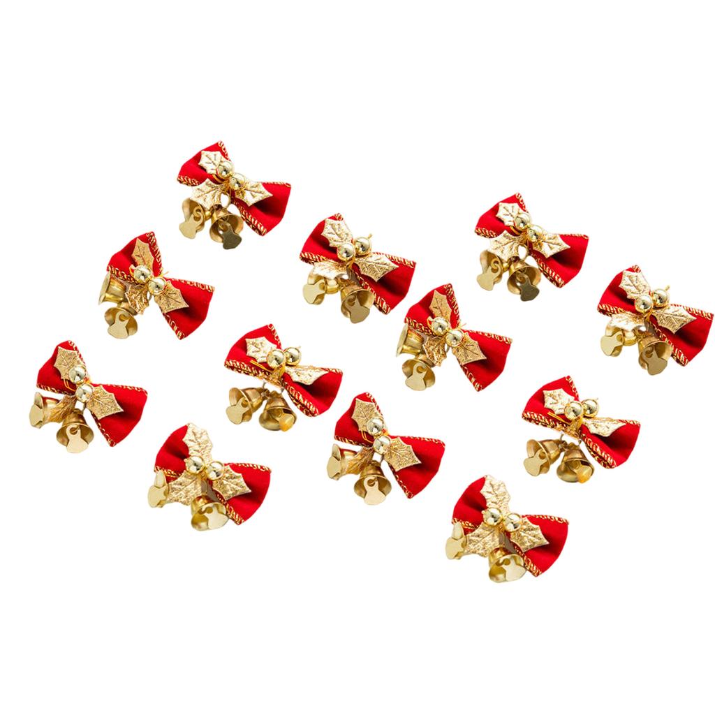 12 szt. Kokardki świąteczne z dzwoneczkami Kokardki jutowe Ozdoby do pakowania prezentów świątecznych Dekoracja ślubna