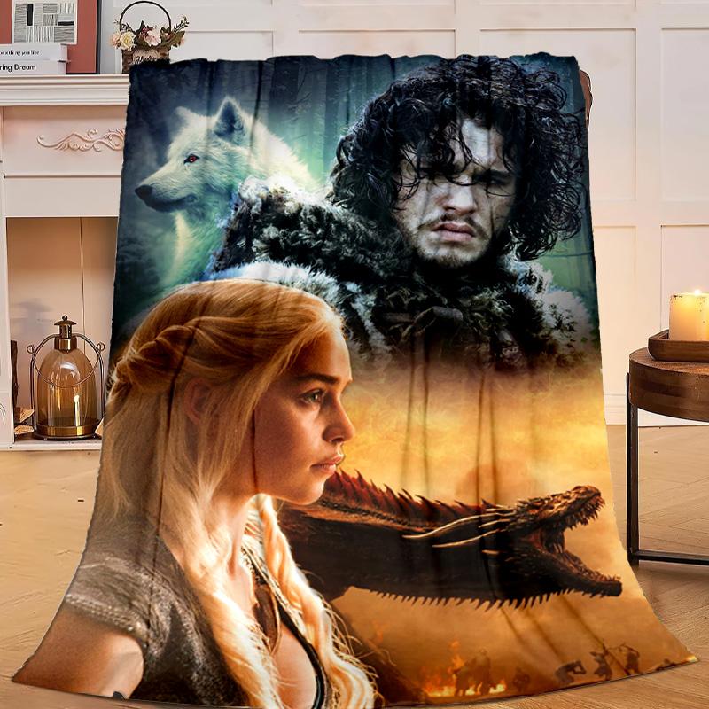 1PC Game Of dragon Fantasy Flannel Blanket Gift, Suitable for Both Men And Women, Soft Ideal for Beds And Sofa, Birthday Or Christmas Gift