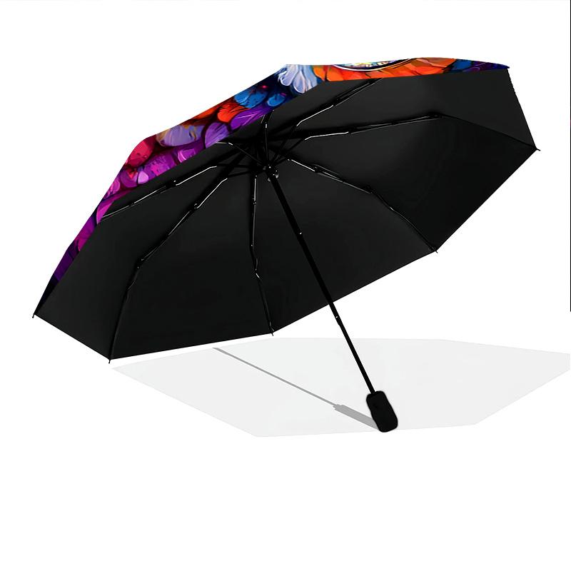 1 PC Automatic Folding Umbrella - Owl Artwork Pattern, Portable & Foldable Design with 8 Ribs, Christmas Birthday Gifts