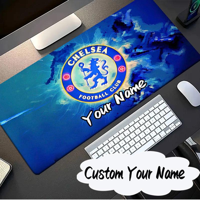 Custom Name Mouse Pad Blue Chelsea Football Club Logo Mouse Pad, Gaming Mouse Pad, Keyboard Pad, Desk Decor for Computer Notebook Fan Birthday Gift