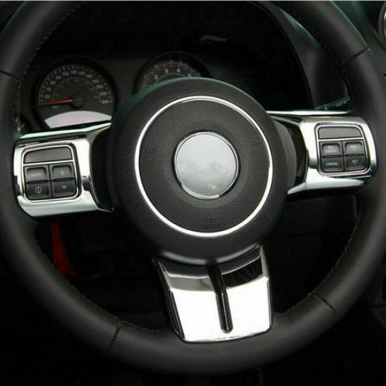 Chrome Car Steering Wheel Trim Cover Decor For Jeep Wrangler JK / Grand Cherokee