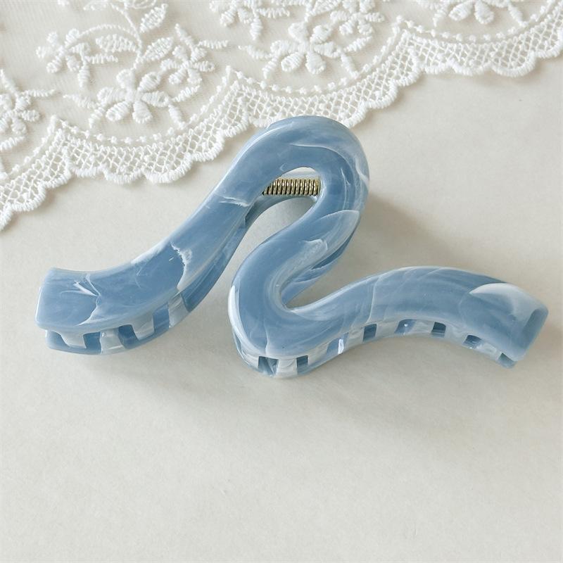 

Элегантный принт, белый, синий, цвет, когти для волос, большой зажим для волос в виде акулы, геометрические заколки для волос в виде цветка, заколки для женщин, головной убор в виде краба для волос синий