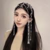 Long Tassel Water Drop Crystal Women Head Chains Clear Bead Forehead Headbands Wedding Party Fairy Ornaments Hairband