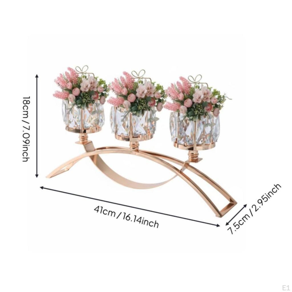3Arm Crystal Candelabra Modern Nordic Style Metal Candle Stand Romantic Atmosphere ThreeCup
