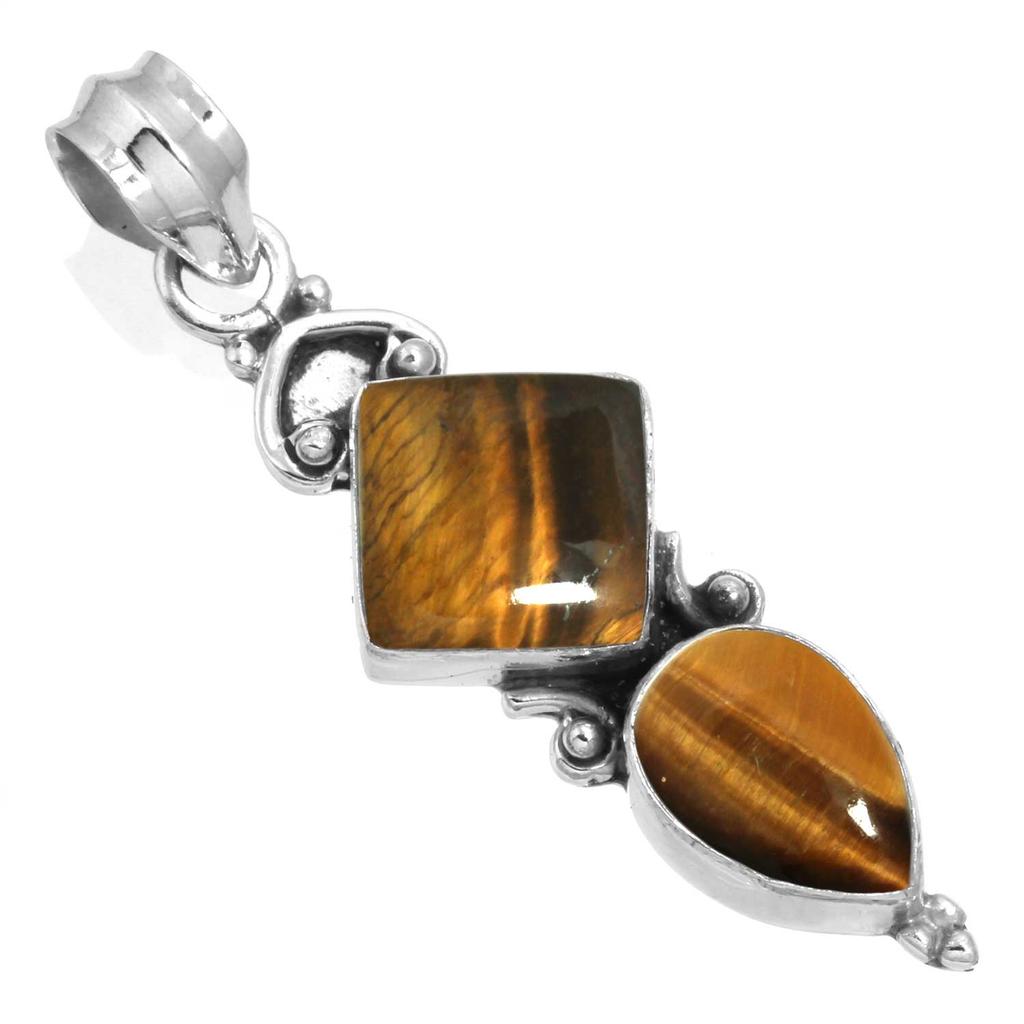 925 Sterling Silver Pendant Women Gemstone Handmade Jewelry Valentine's Day Gift Malachite Moonstone Rose Quartz Red Stone Smoky Topaz Tiger Eye