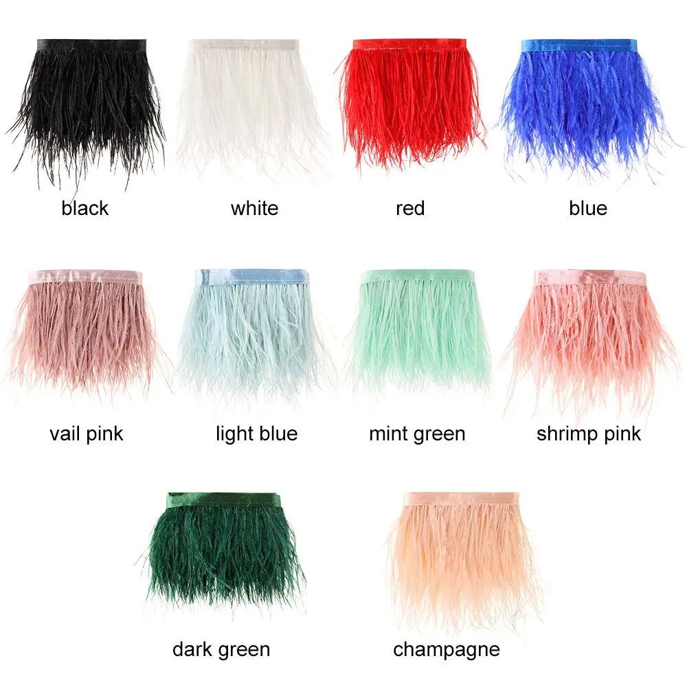 Decoration DIY Wedding Dress Crafts Accessories 8-10 CM Wide Ostrich Feathers Trim Plumes Ribbon Selvage 1 Meter Long