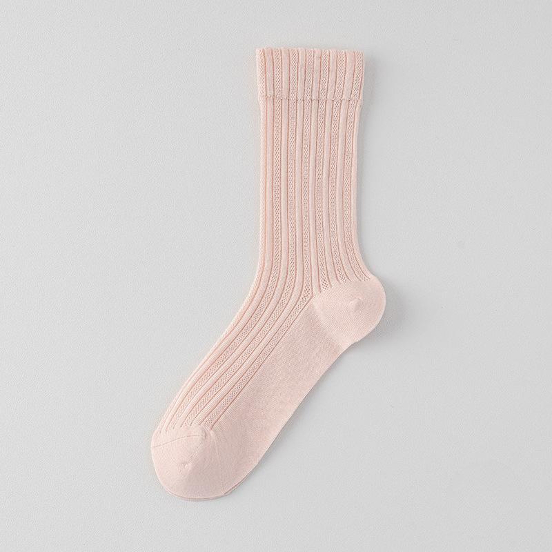 Women's Spring and Summer Thin Women's Mesh Breathable Anti-odor Cotton Socks, Stack Socks, Durable Mid-calf Socks, Boneless Long Socks, Trendy Socks