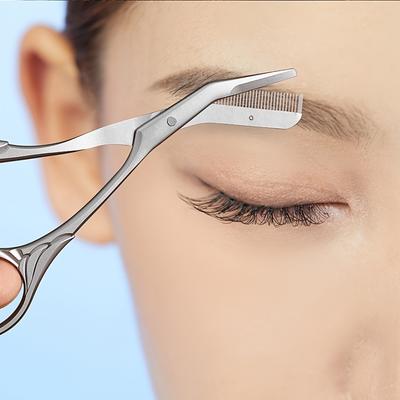 1 stk Øyenbrynstrimmer Saks med kam Dame Kvinne Menn Hårfjerning Grooming Shaping Rustfritt stål Øyenbrynfjerner Makeup Tool