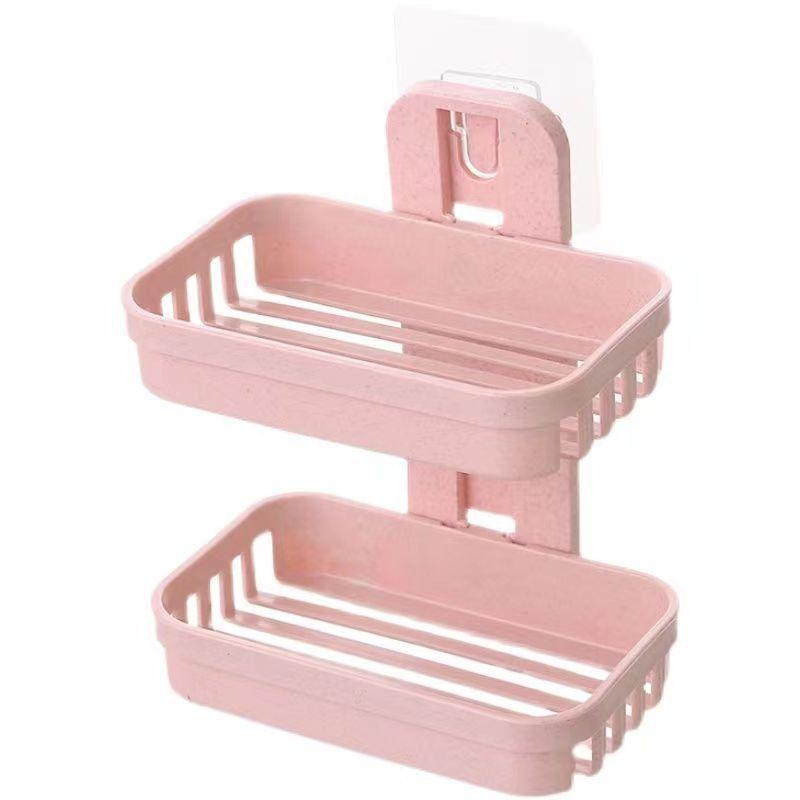 Non-punching Soap Box, Bathroom Draining Wall-mounted Soap Box, Bathroom Storage Rack, Suction Cup, Double-layer Soap Rack