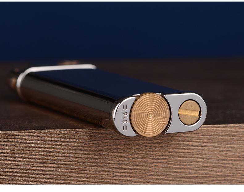 CHIEF Leader 316 Ultra-Thin Slim Metal Windproof Kerosene Lighter with Flint - High-End Men's Gift