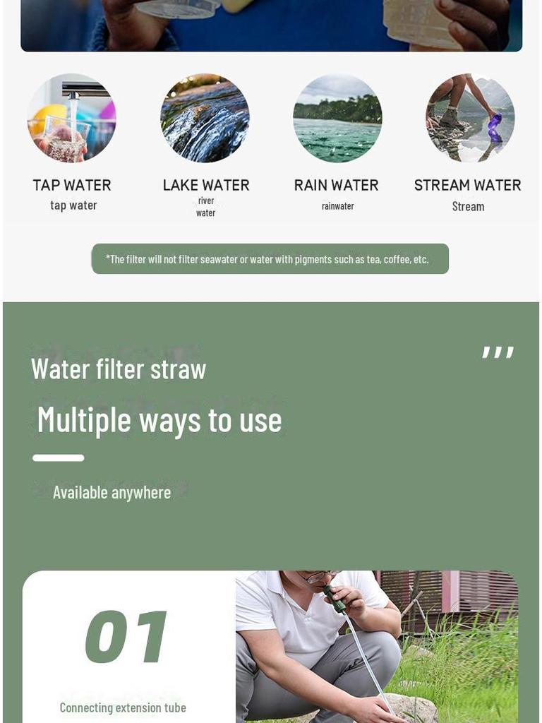 Portable Outdoor Water Purification Straw - Camping & Picnic Ultrafiltration Filter