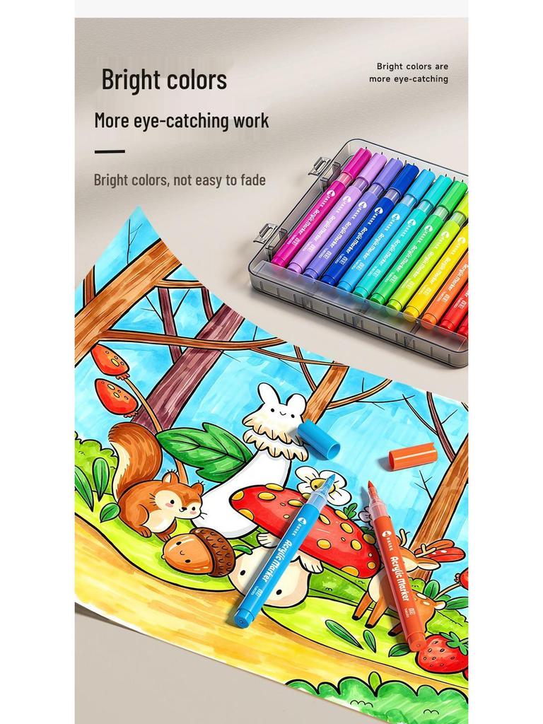 Acrylic Markers for Kids: Opaque Watercolor Pens, Stackable, Soft-Tip for Art Projects
