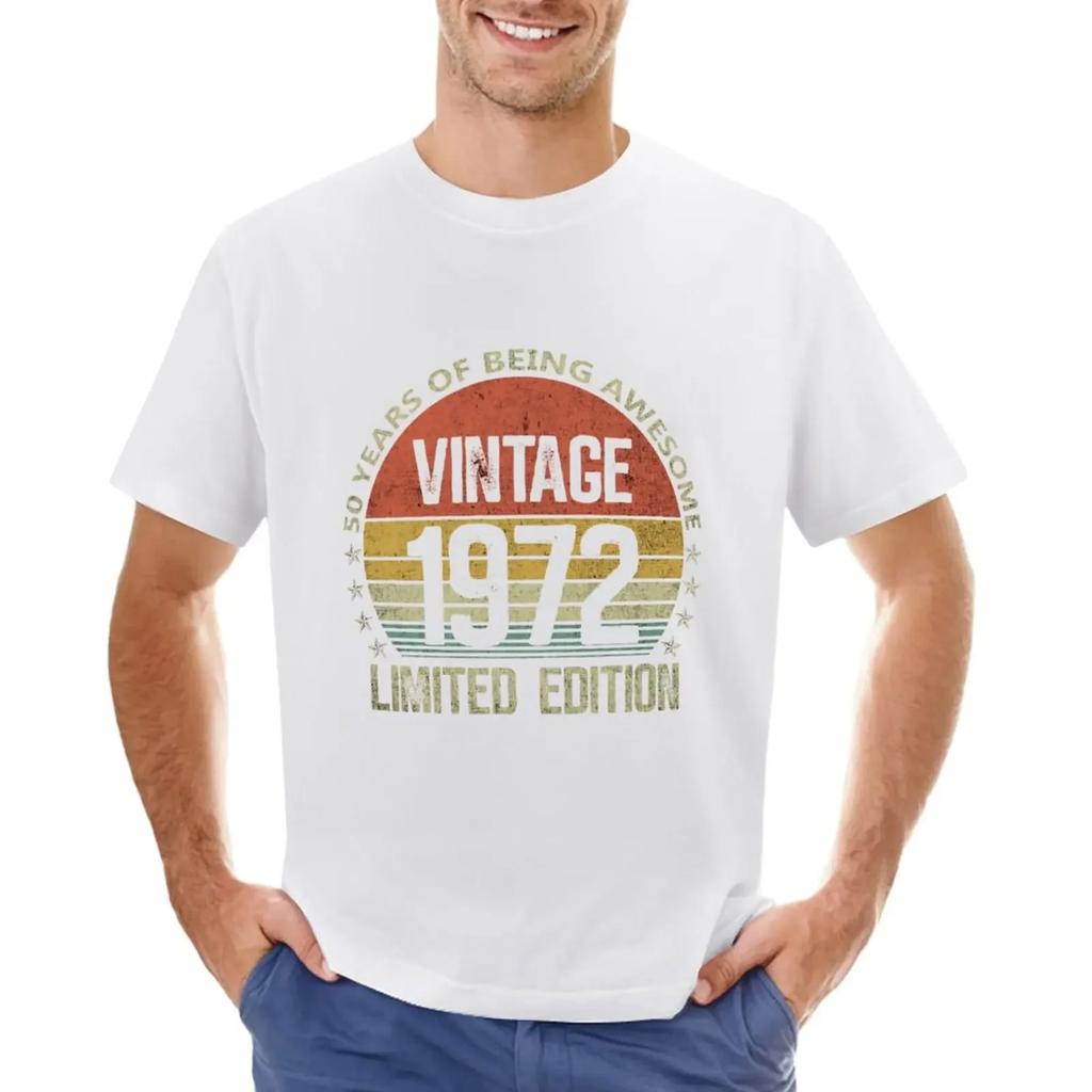 50 Year Old Vintage 1972 Limited Edition Funny 50th Birthday TShirt Oversizeds Blanks Plain Black T Shirts Men