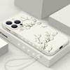 Shockproof Flower Print Phone Case For iPhone 16 Pro Max 15 Plus 14 13 Pro 12 Mini 11 Silicone Lanyard TPU Hard Slim Shell
