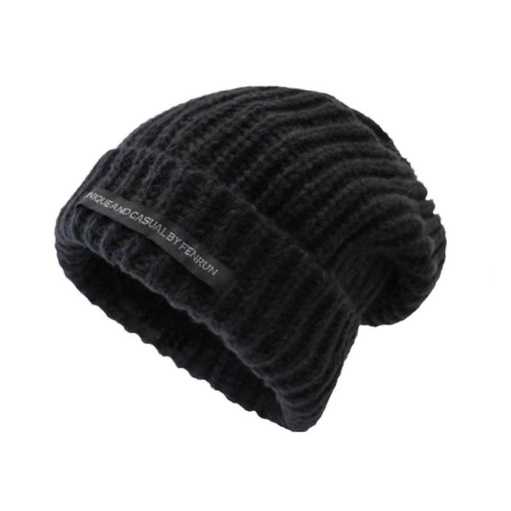 Solid Color Knitted Beanies Thicken Wool Cold Cap Simple Simple Skullies  Outdoor
