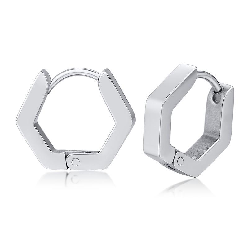 1 Pair/4 Pairs Triangle Hexagon Earrings for Men Women Geometry Hex Huggie Stainless Steel Modern Unique Earring Unisex Jewelry