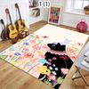 Black Cat & Flower Area Rug Non-Slip Washable Floor Mat with Watercolor Print Kids Themed Carpet for Bedroom Nursery Playroom