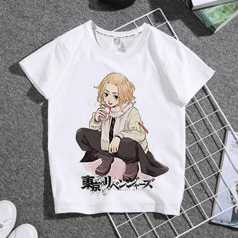 Cute Harajuku Anime Tokyo Revengers Print Children T-Shirt Summer Loose Short Sleeve White Women Tops Boy Girl Tees Men Blouses