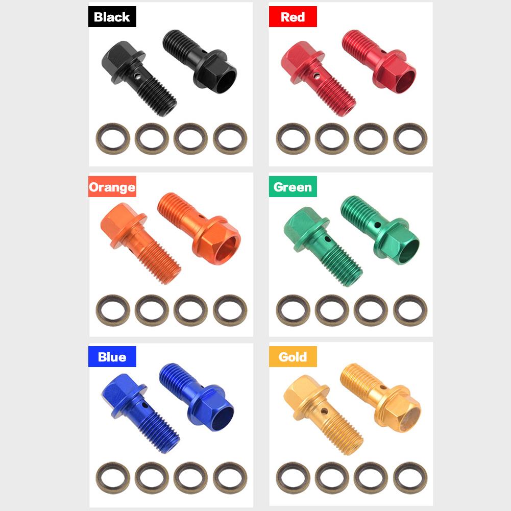 Fuel Hose Fitting Screw M10x1.25mm Motorbike Brake Pump Oil Fuel Pipe Fitting Aluminum Gold Motorcycle