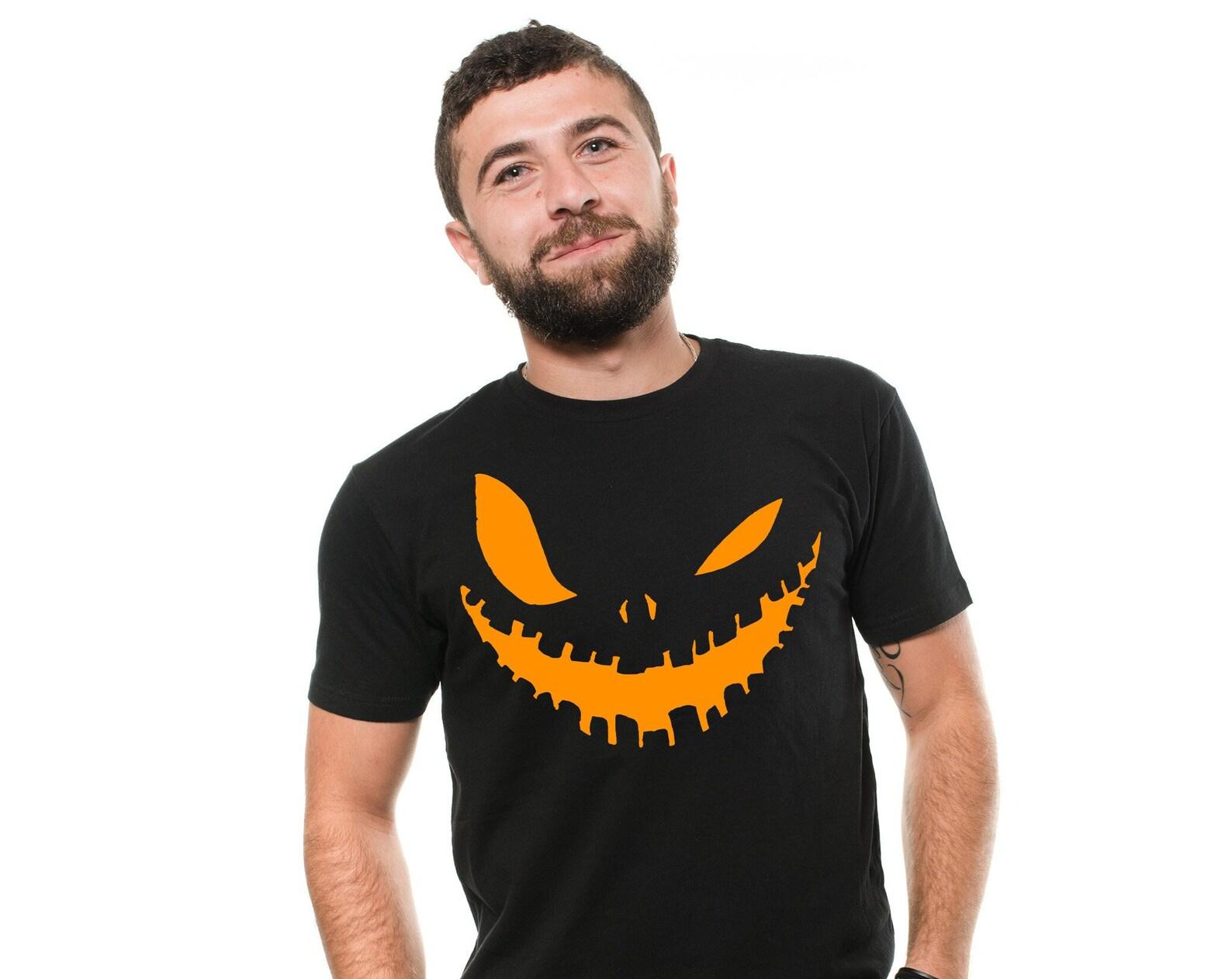 Halloween Pumpkin Smile T-Shirt: Funny Costume Party Tee L