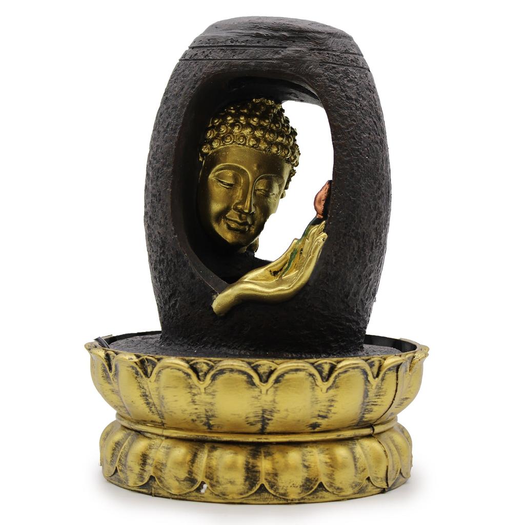 Tischbrunnen 30cm Goldener Buddha Vitarka Mudra