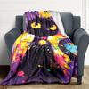 1pc Colorful Cat Artwork Blanket Lightweight Flannel Blanket Throw Blanket For Sofa, Bed, Travel, Camping, Livingroom, Office, Couch, Chair, And Bed y